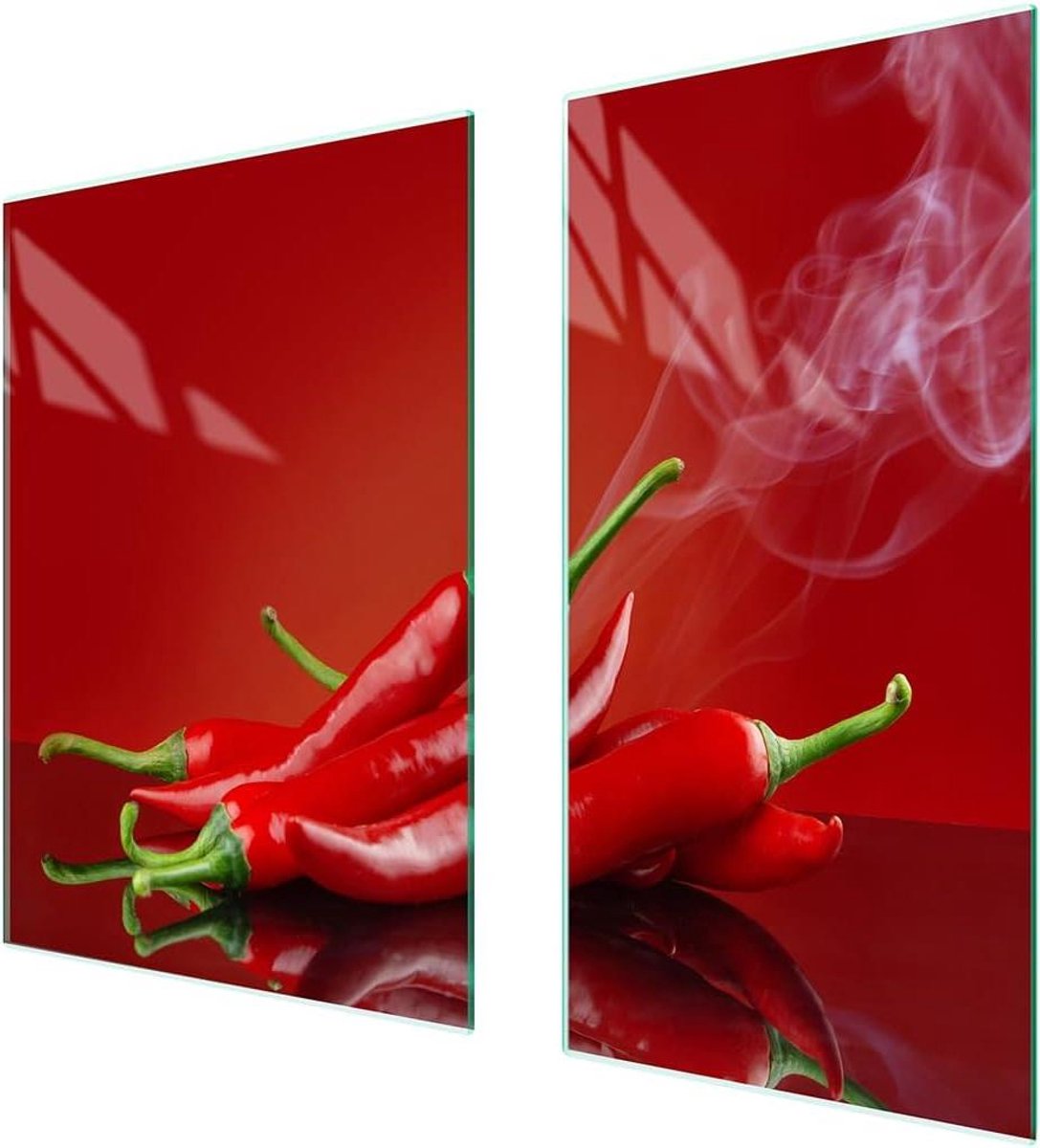 Afdekplaat fornuis Werkbladbeschermer glas Keukenbescherming Gehard glas 75 x 52 cm Veelkleurig
