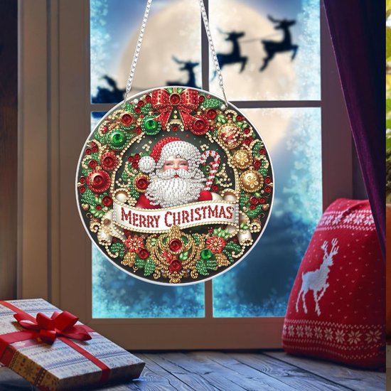 Keerst Kerst Diamant Schilderij Hanger, 5D Raamdecoratie voor Volwassenen en ...