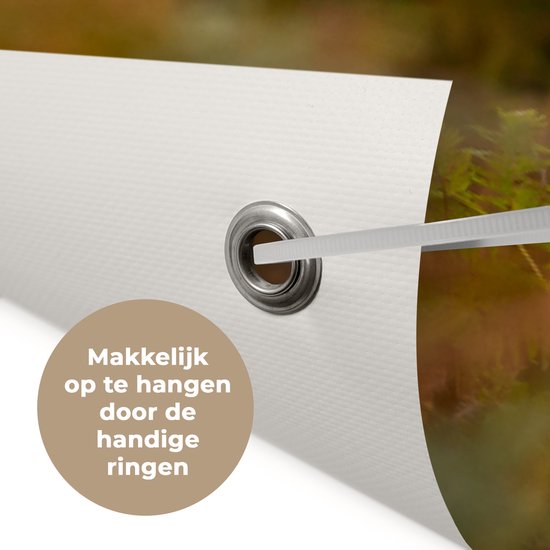 Tuinposter 120x80 cm - Tuindecoratie Herfst - Zon - Herten - Poster voor in de tuin - Buiten decoratie - Schutting tuinschilderij - Tuindoek muurdecoratie - Wanddecoratie balkondoek