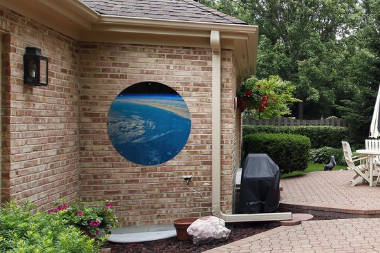 Garden Circle Terre - Espace - Air - 90x90 cm - Affiche de Jardin Ronde - Extérieur