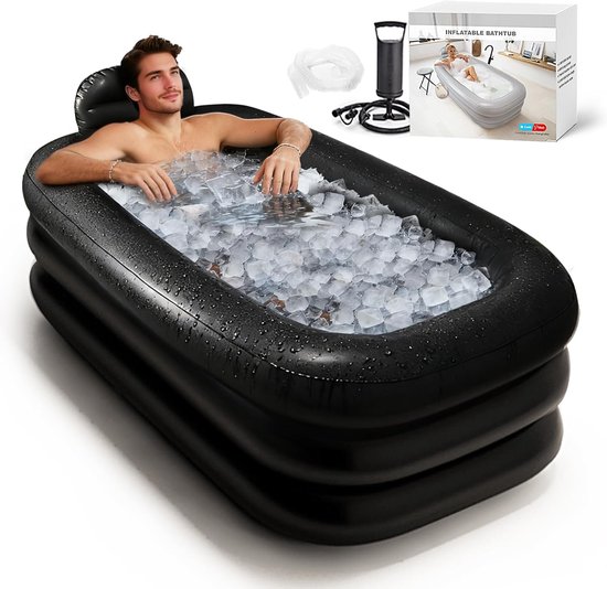 Opblaasbare Badkuip voor Volwassenen – Draagbare Spa 160 cm – Comfortabele Bodem – Warm Bad & IJsbad – Opvouwbaar – Binnen & Buiten Gebruik