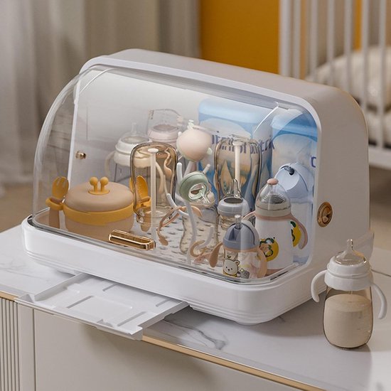 Flessendroger Baby - Flesdroger Organizer - Babyflessen Drogen - Met Deksel - 36x25x22.5 cm - Wit — afbeelding 4