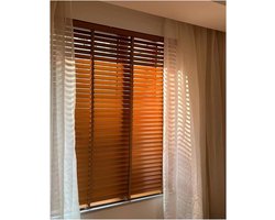 Houten Jaloezieën - Horizontale Raambekleding - Privacy en Lichtregeling - 50 mm Lamellen - 240 cm Breed - Bruin
