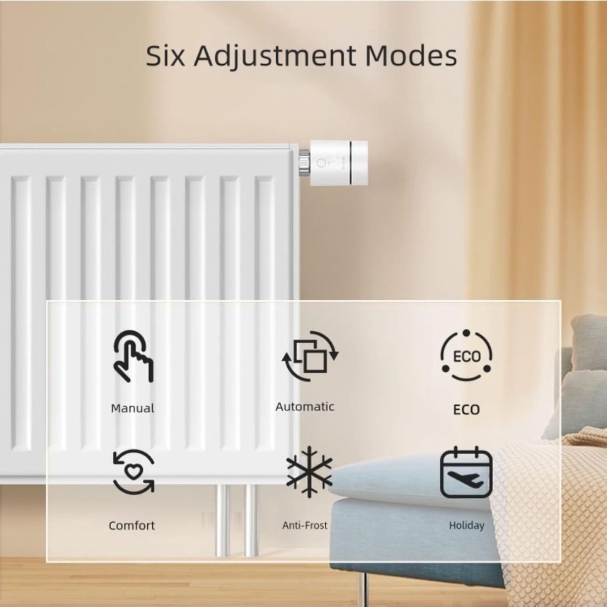 Slimme Radiatorklep - Thermostaatklep Verwarming - Energie Besparen - Automatische Temperatuurregeling - M30x1.5mm - Wit