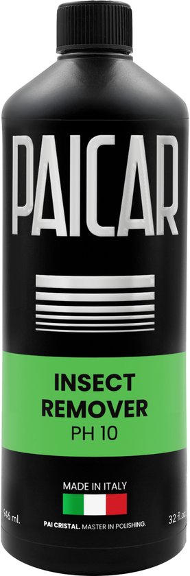 PAICAR Insect Remover PH10 fles, zwart met groene band. Gemaakt in Italië.