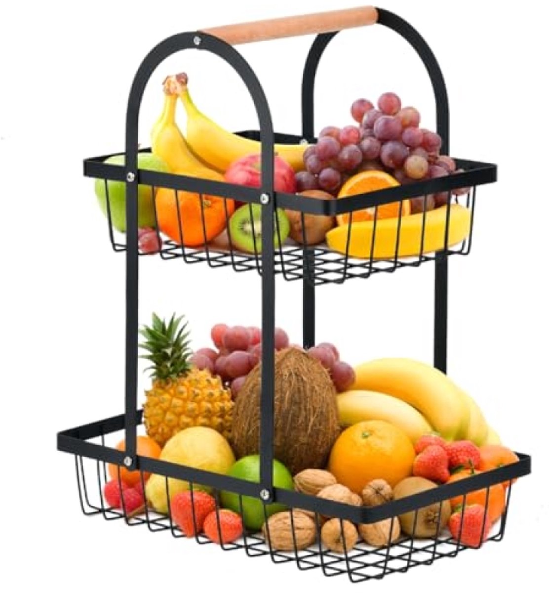 2-laags Fruitmand voor Keuken - Ruimtebesparend en Ventilerend Design
