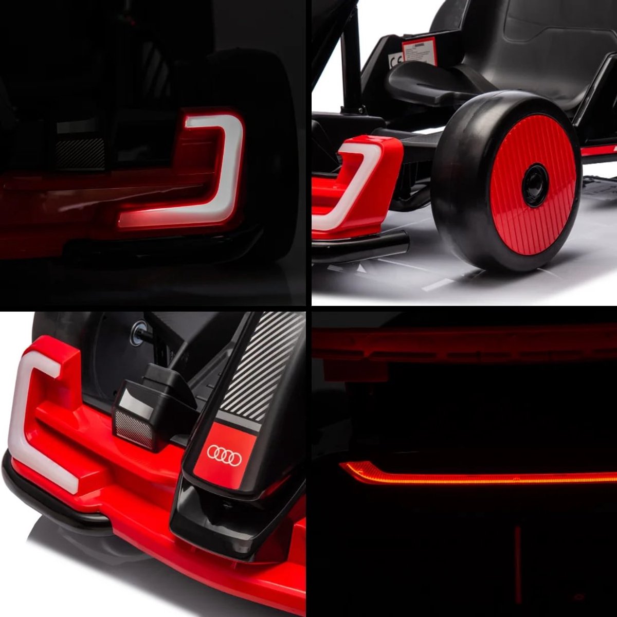 Audi Full Option Elektrische GoKart 6 tot 12 jaar – Officieel Gelicentieerde 24V Drift-Kart met Verstelbaar Frame & Bluetooth – Snelle Kinderkart met Soft-Start, LED-verlichting & EVA Voorwielen – Rood — afbeelding 4