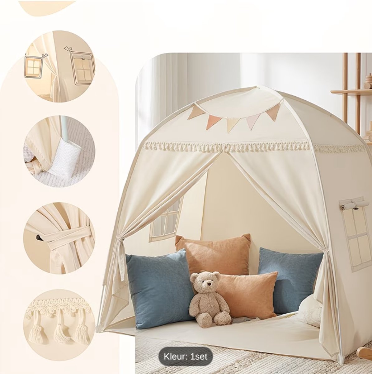 Gezellige Kleine Ruimte Binnen Bed Gordijnen, Bed Gordijnen En Muskietennetten Huis