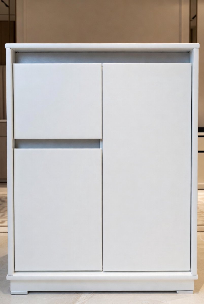 Mobili Bella Luxe Dressoir met Lade en Deuren – Moderne Opbergkast 71x35x65 cm – Witte Commode Kast voor Woonkamer, Hal, Slaapkamer en Kantoor – Houten Multifunctionele Halkast met Plank