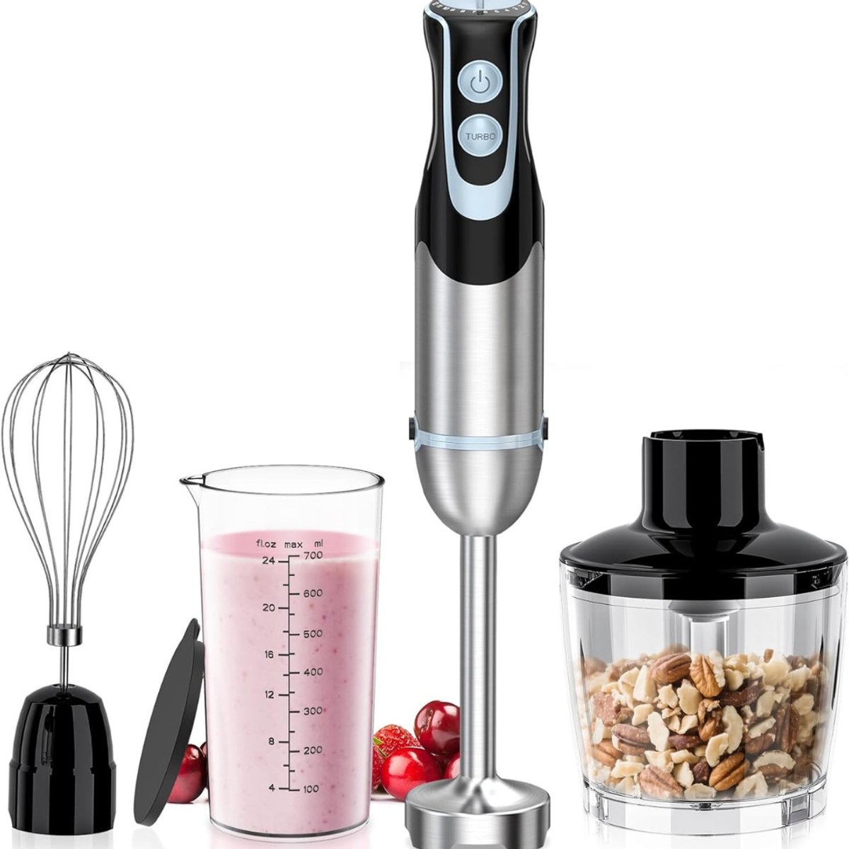 RWB® Staafmixer Set - Staafmixer - Handblender - Zwart en Zilver - 13cm x 11cm x 15cm