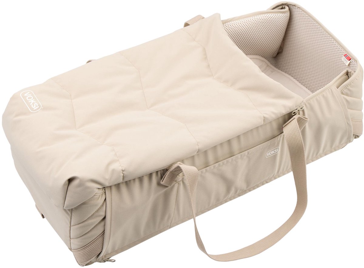 Voksi Carry Me- Babynest - Draagbaar babynestje - Reiswieg - Baby Nestje - Draagmand - Seashell Sand Leaf