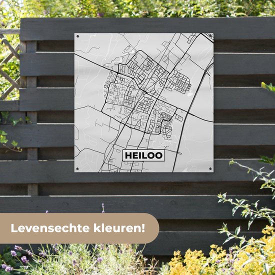 Tissu de jardin Plan de la ville - Heiloo - Grijs - Wit - 100x100 cm - Carte