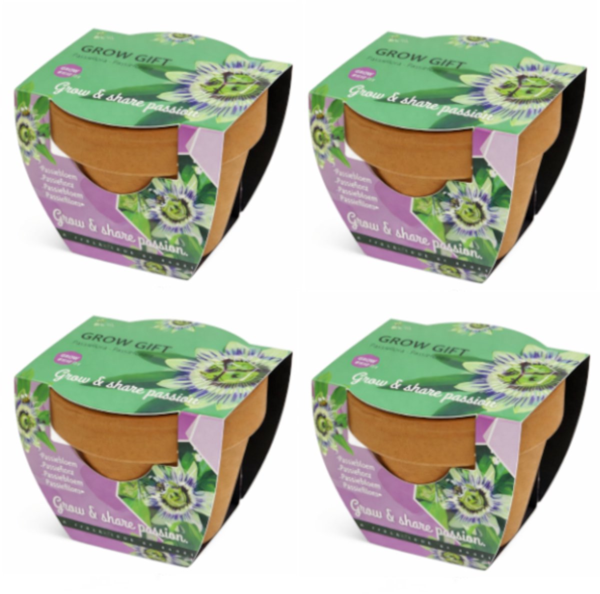 Passiebloem - Grow Gift - 4 Minipotjes voor kweken van Passiebloem