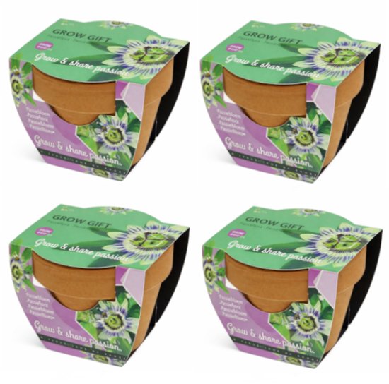 Passiebloem - Grow Gift - 4 Minipotjes voor kweken van Passiebloem - Gratis Verzonden