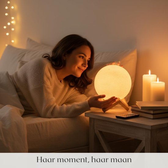 HEZIVO® Maanlamp - 3D Nachtlamp - Maan Lampje - Taffellamp LED - USB Oplaadbaar - 16 Kleuren van hezivo — afbeelding 2