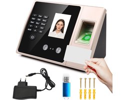 4-in-1 tijdregistratie voor kleine bedrijven – innovatieve tijdregistratieapparaat met gezichtsherkenning, vingerafdruk, wachtwoord en ID-kaarten, medewerkers aanwezigheid machine, geen netwerk