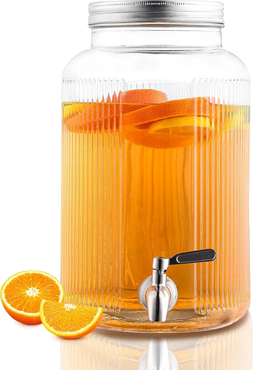 Grote Glazen Drankdispenser met Tapkraan 5,5L - Ideaal voor IJsthee, Limonade en Sap