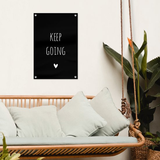 Décoration de jardin citation anglaise Continuez avec un coeur fond noir - 40x60 cm - Affiche de jardin