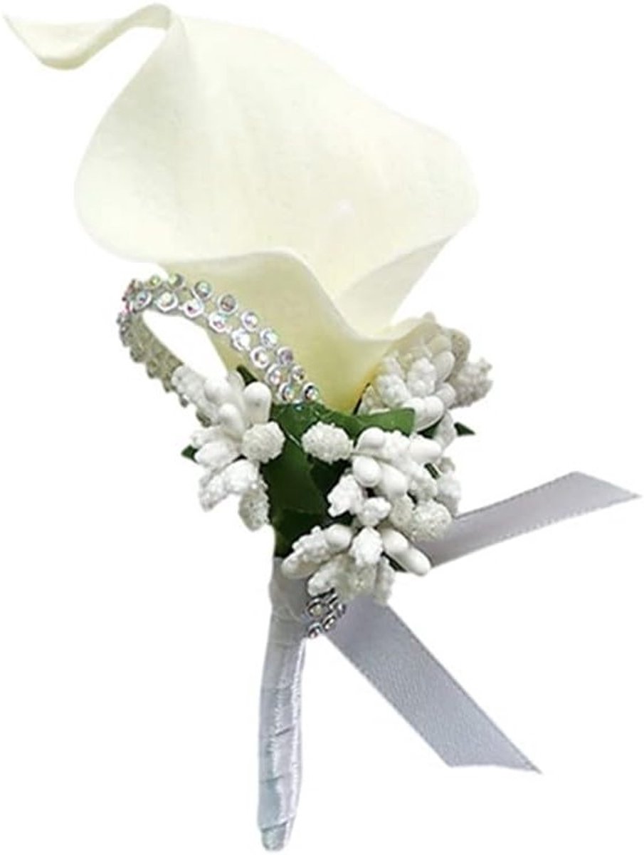 Calla Lily Bloemen voor Bruiloften - 2 Stuks Met Pin, Perfecte Accessoires voor Feesten, Jubilea en Decoratie (Melkwit)