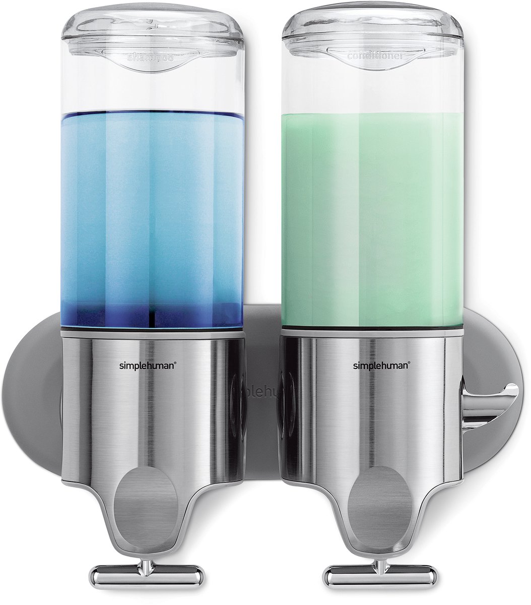 Simplehuman wandgemonteerde zeepdispenser – dubbel – roestvrij staal – zilver