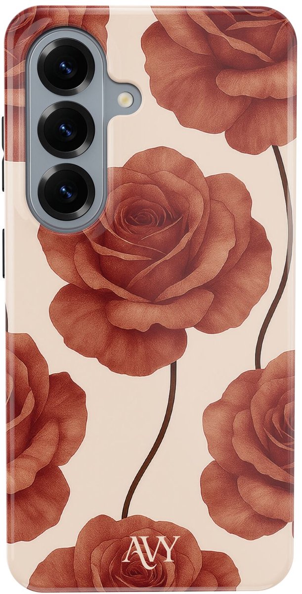 AVY Hoesje geschikt voor Samsung Galaxy S26 Plus | Botanique Roses | Rozen | Rood | Hard Shell Back Cover | Compatibel met MagSafe & Qi2