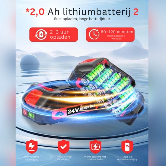 HEZIVO® 4-in-1 Grastrimmer Elektrisch - Bosmaaier Draadloos - Kantenmaaier met Accu - Onkruidborstel - 3 Soorten Snijmessen - 21 V van Merkloos	 — afbeelding 3