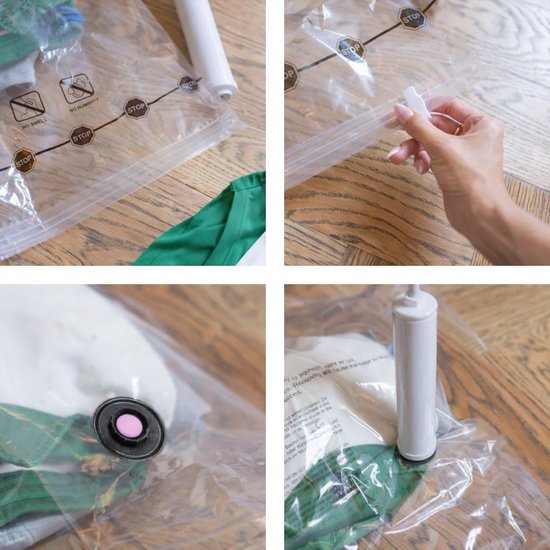Vacuüm Opbergzakken - Compressiezakken Kleding - Ruimte Besparen - Comprimeert 80% - 5 Stuks - Transparant — afbeelding 2