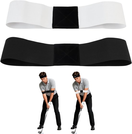 Golfswing Trainingshulpset - Golftrainingshulp Houding - Golftechniek Verbeteren - Verstelbare Armhouding Riem - 2 Stuks - Zwart Wit — afbeelding 5