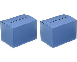 Cardboard Suggestion Box - 2 Stuks - 16.5 x 10 x 10 cm - Stemkast met Verwijderbare Header Board - Lotterij Box voor Suggesties - Collectie - Tip - Donatie - Stem - Blauw