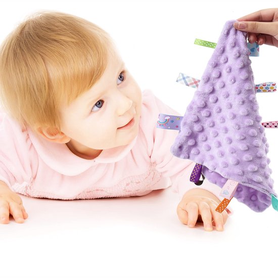 Dailygoods - Dailygoody - Knuffeldeken - Zacht knuffeldoekje - Sensorisch troostdekentje - Paars - Baby knuffeldoek - Uitstekend voor babyshowers - 24,5 x 24, van Dailygoods — afbeelding 2