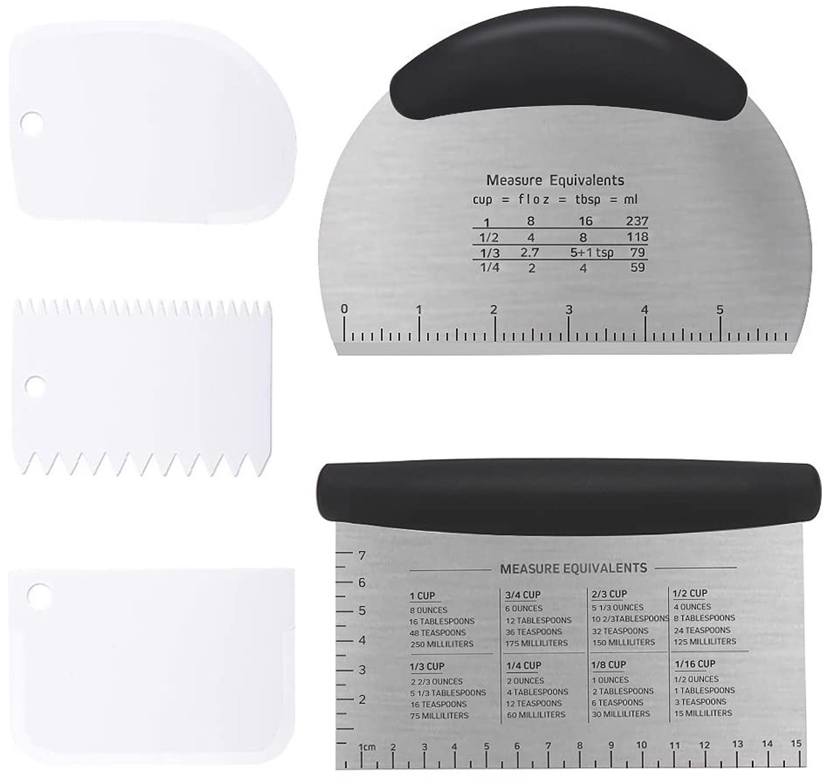 Dailygoods - Dailygoody - Deegschraperset 5 Stuks - Perfect voor Bakken - Roestvrij Staal en Plastic - Ideaal voor Deeg en Gebak - Voor Iedereen die Houdt van Bakken
