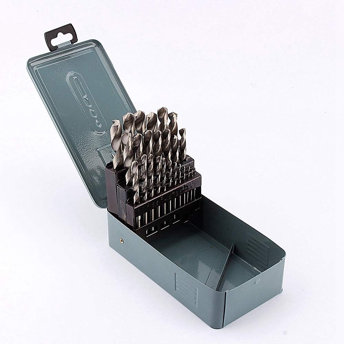 Dailygoods - Dailygoody - Metaal boorset - HSS - Sterke opbergdoos - 118 graden splitpunt - Twist boren - Voor metaalbewerking - Zilverkleurig - 25 stuks - 1-13 mm