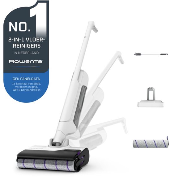 Rowenta X-Clean 10 GZ7540 - 2-in-1 Vloerreiniger - Stofzuiger & dweil in 1 - 60 min gebruikstijd - Zelfreiniging & droging
