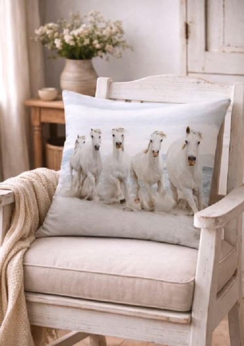 Kussenhoes met paardenafbeelding - paardenkussen - Sierkussen - 45x45 cm