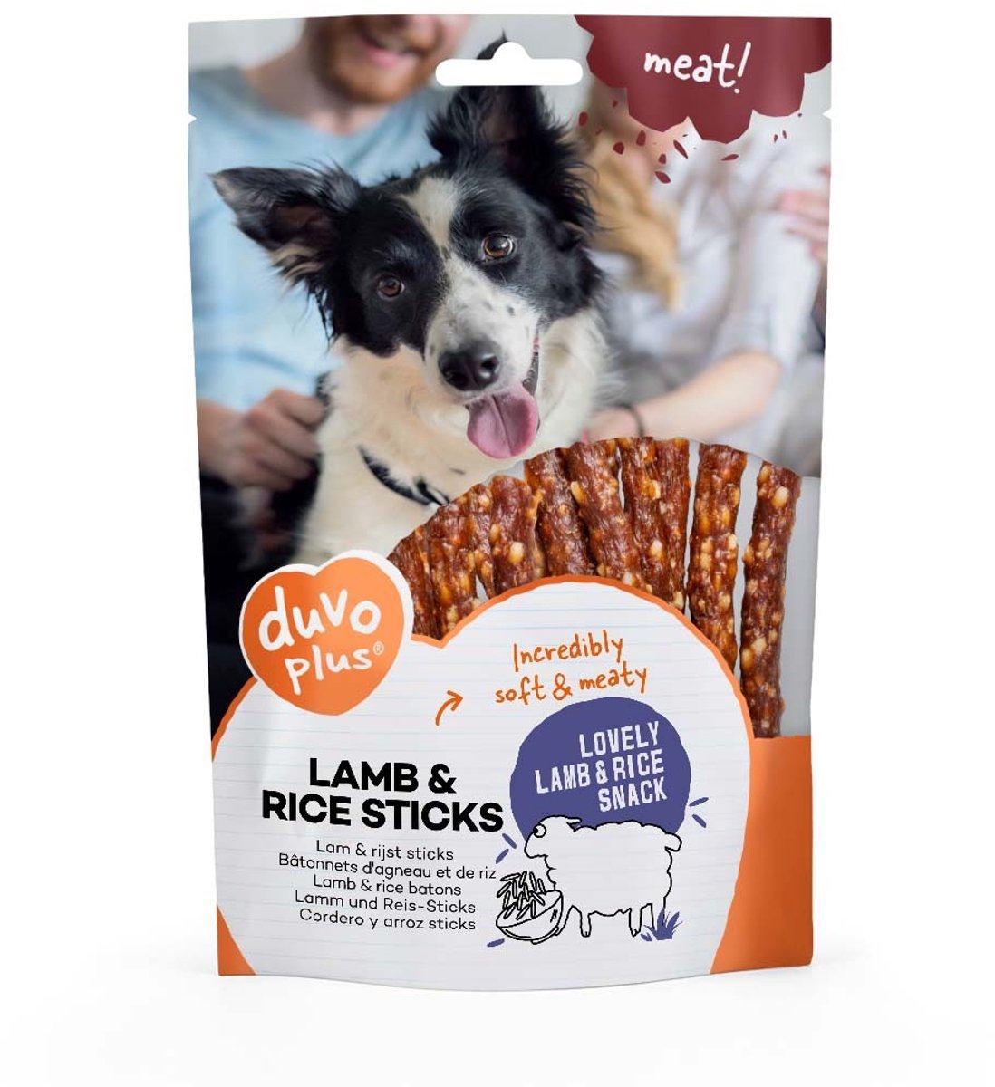 Duvo+ Lam & rijst sticks hondensnack 100 g | zachte beloningssnack 100 gram
