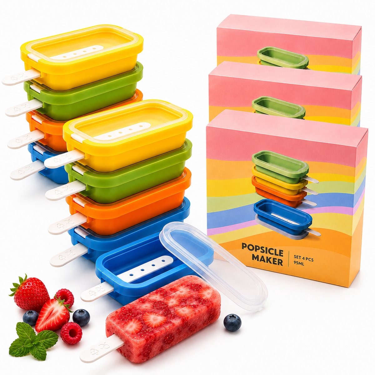 IJslolly- & ijsvormen - Siliconen - 95ml - Set van 12 Stuks