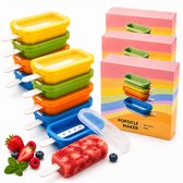 IJslolly- & IJsvormen Set van 12 Stuks – Siliconen IJsjesvormpjes 95 ml – Herbruikbare Ijslollyvormpjes met Deksel en Stokje – Popsicle Maker – Waterijsjes, Fruitijsjes & Yoghurtijsjes Maken