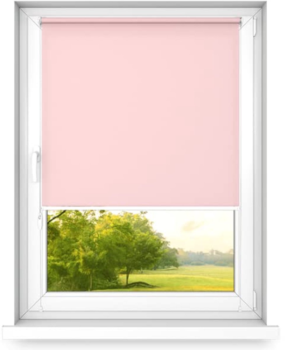 Fart Produkt time4blinds mini rollo basic - Rolgordijn - Niet-invasief - Raamrolgordijn binnen zonder boren - Niet-invasieve handgrepen - Dimmen rollo - 600x1400mm Roze - Bediening aan de Rechterkant