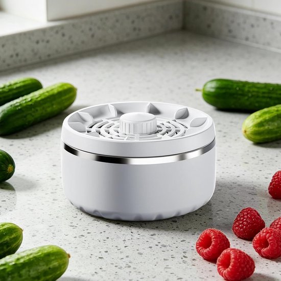 Elektronische Groente en Fruit Reiniger - Pesticiden Reiniger - 15W Krachtige Vortex - 4 Instelbare Standen - IPX7 - Draagbare Wasapparaat - voor Groenten, Fruit en Salades, Verwijder Vuil en Residuen - wit — afbeelding 3