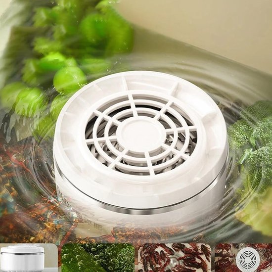 Elektronische Groente en Fruit Reiniger - Pesticiden Reiniger - 15W Krachtige Vortex - 4 Instelbare Standen - IPX7 - Draagbare Wasapparaat - voor Groenten, Fruit en Salades, Verwijder Vuil en Residuen - wit — afbeelding 4