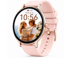 Smartwatch Dames - Bluetooth Bellen - 1.43'' AMOLED Ultra Clear Display - Ultradun Design - Hartslag, Slaap & SpO2 Monitor - Geschikt voor iPhone, Samsung & Android - 100+ Sportmodi - IP65 Spatwaterdicht – 2 Bandjes