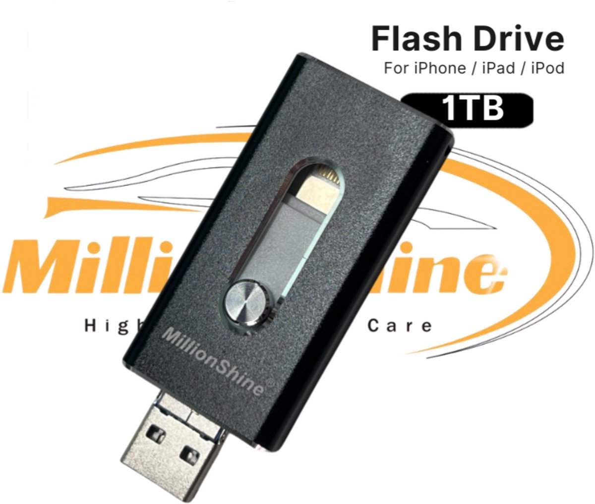 3 in 1 USB Stick – 1 TB - Hoge Snelheid – Geschikt voor iPhone, Android, iPad, Windows & Mac – Externe Opslag en Automatische Back-up voor Foto’s, Video’s en Bestanden – Telefoon Opslaguitbreiding