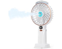 Mobiele Handventilator met Misting – 2400mAh Oplaadbare Mini Water Ventilator, 5 Aanpasbare Snelheden met LED-scherm, Ontkoppelde Basis Koelhandfans voor Thuis/Kantoor/Uitdoors