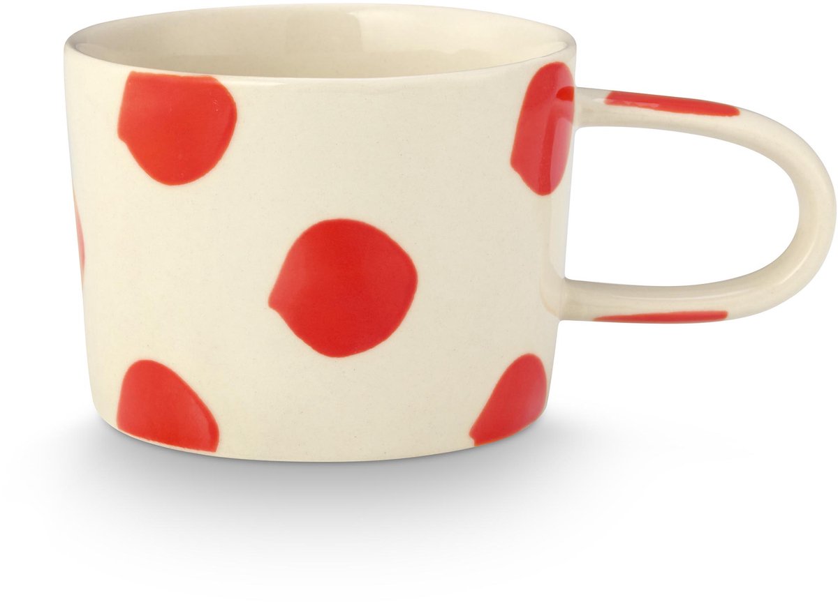 VT Wonen Mok met stippen – Rood – 350 ml – Keramiek – Glazuur