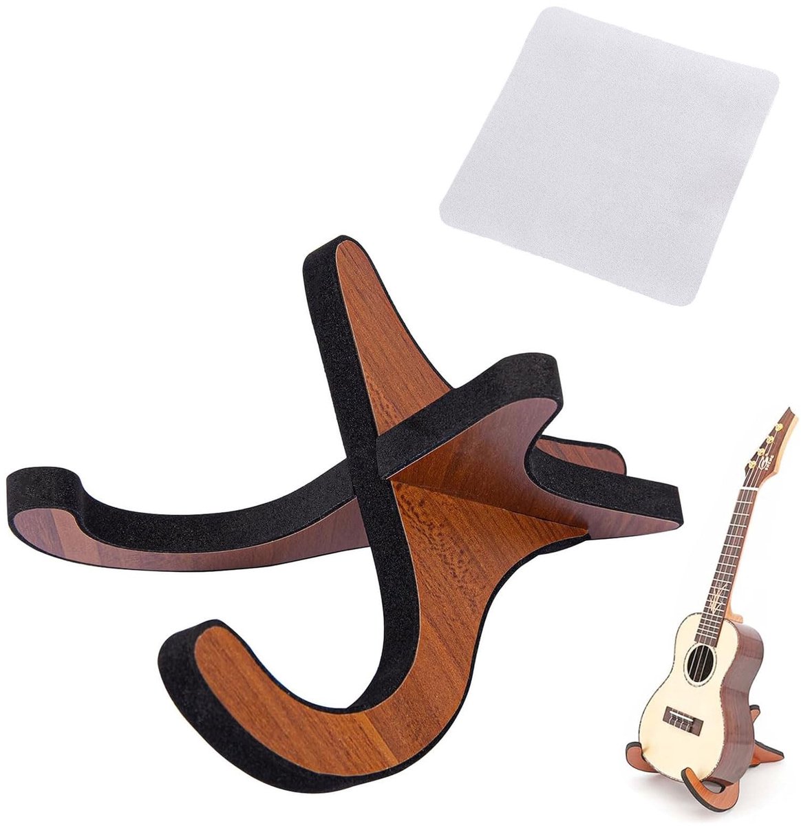 Dailygoods - Houten Ukelele Stand met Reinigingsdoek