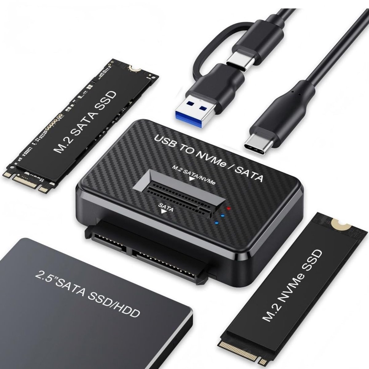 Docking station M.2 NVMe/SATA - USB C 3-in-1 - voor M.2 en 2.5 inch SSD/HDD - snelle gegevensoverdracht - ShopVlot