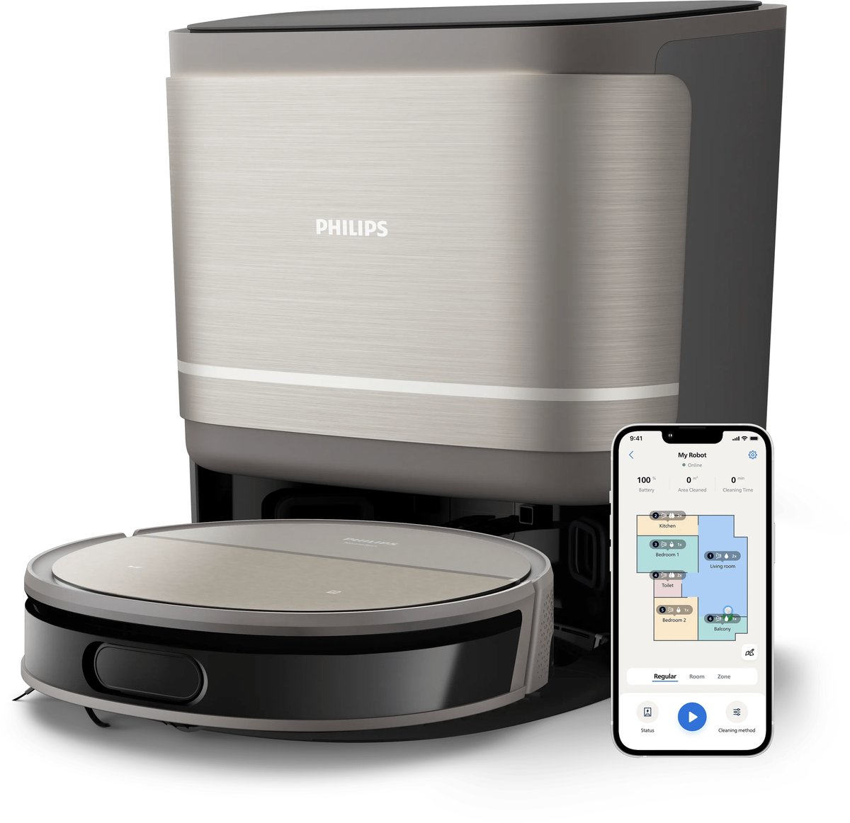 Robotstofzuiger met alles-in-één dockingstation - PHILIPS - Robotstofzuiger - €614,05