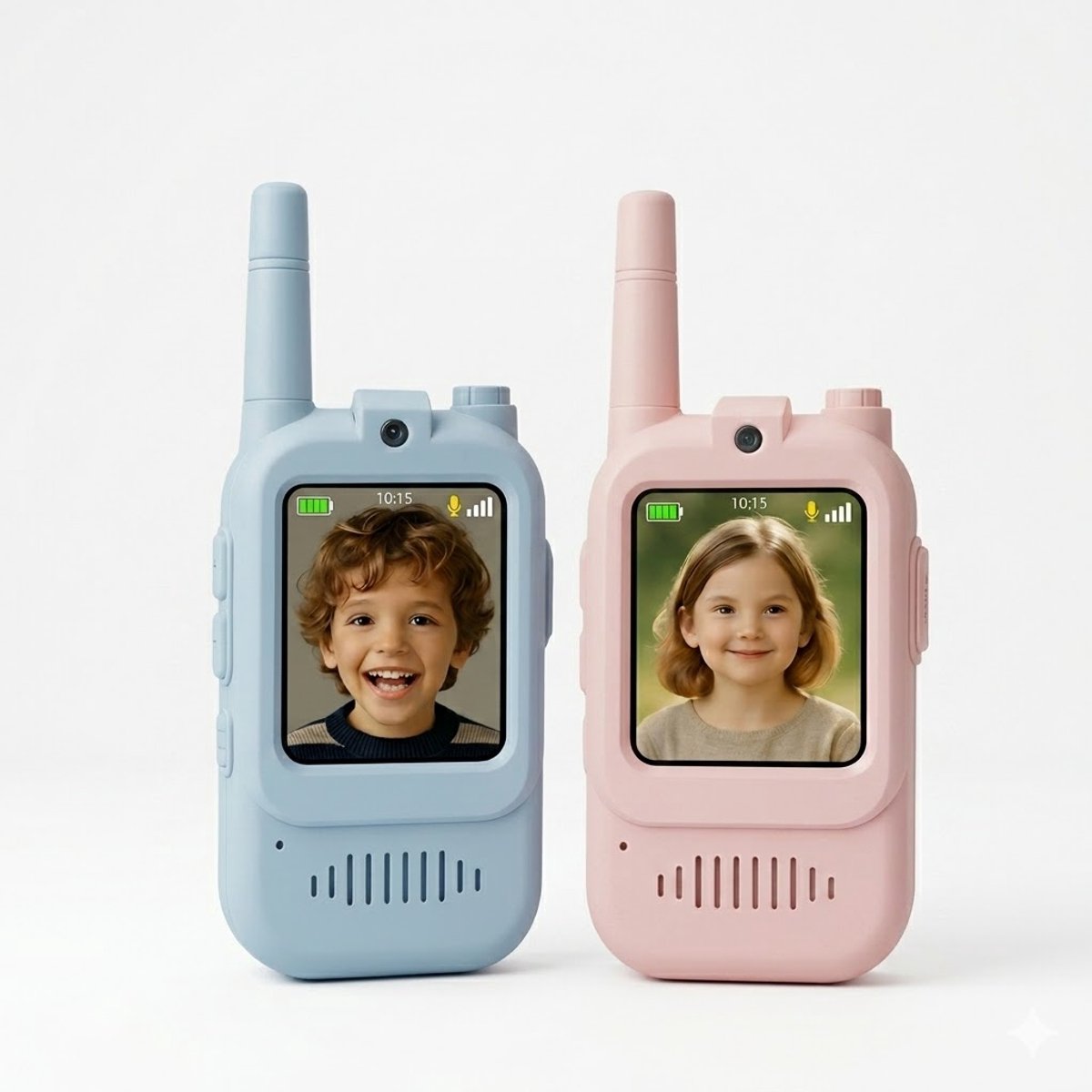 Jojoy - Video Walkie Talkie voor Kinderen met Camera - Walkietalkies Oplaadbaar - Portofoon Kinderspeelgoed & Buitenspeelgoed - Stemvervormer - Set van 2 - Blauw & Roze - KIDTALKIE