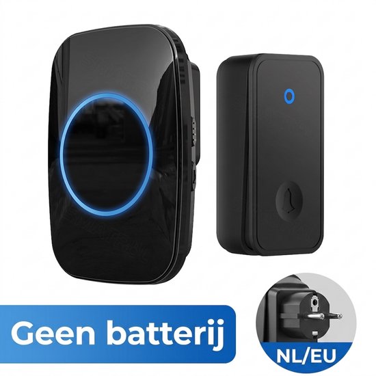 『Geen batterij nodig』Draadloze deurbel met 1 ontvangen - Deurbel draadloos - Zonder batterijen- Draadloos deurbel - Slim Deurbel - Draadloos -Deurbelset - Waterdicht IP44- Zwart- 60 melodieen — afbeelding 4