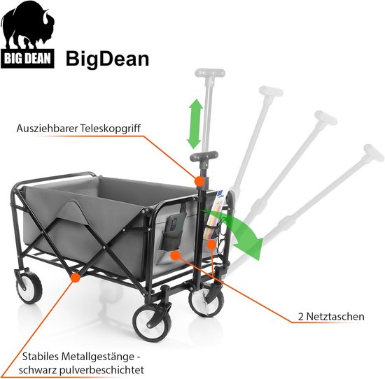 Bolderkar Opvouwbaar - Strandkar - Trekkar - Transportwagen van Bolderkar Opvouwbaar — afbeelding 4